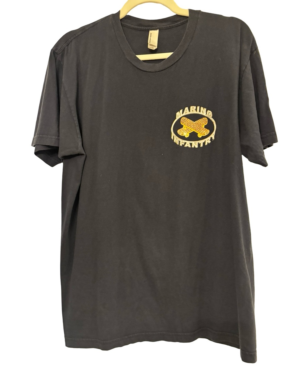 Black Short-Sleeve Marine Infantry Skater Casual Streetwear T-Shirt Large